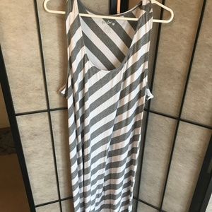 White and Gray Maxi Dress